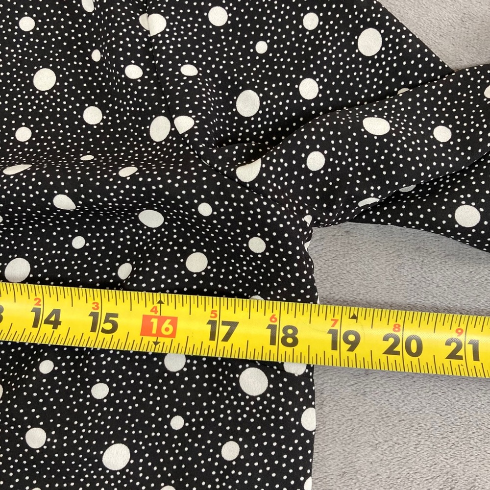 Talbots Petite Small Black White Polka Dot Tie Sleeve Blouse Top - Picture 5 of 7